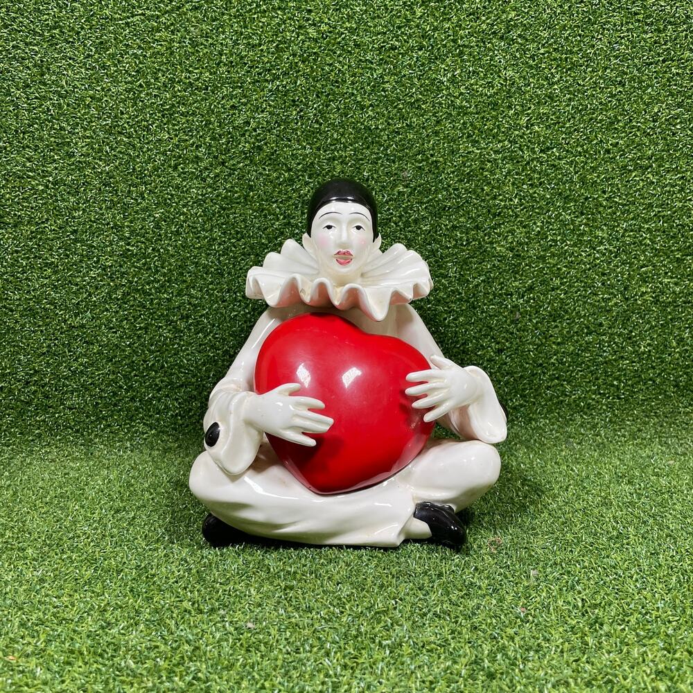 Vintage Sigma Tastesetter Pierrot Clown with Red Heart Music Box Figurine